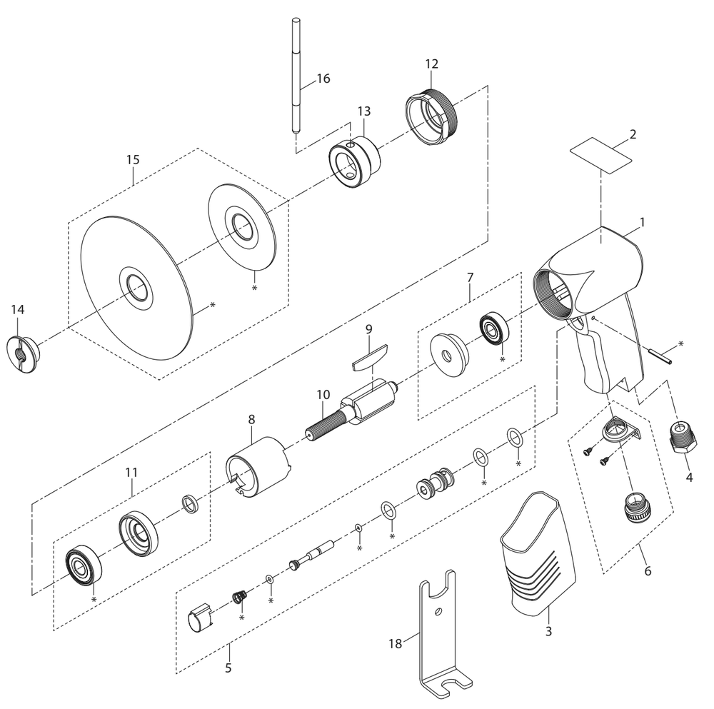 Page A Diagram and Parts List for 317G  Ingersoll Rand Sander